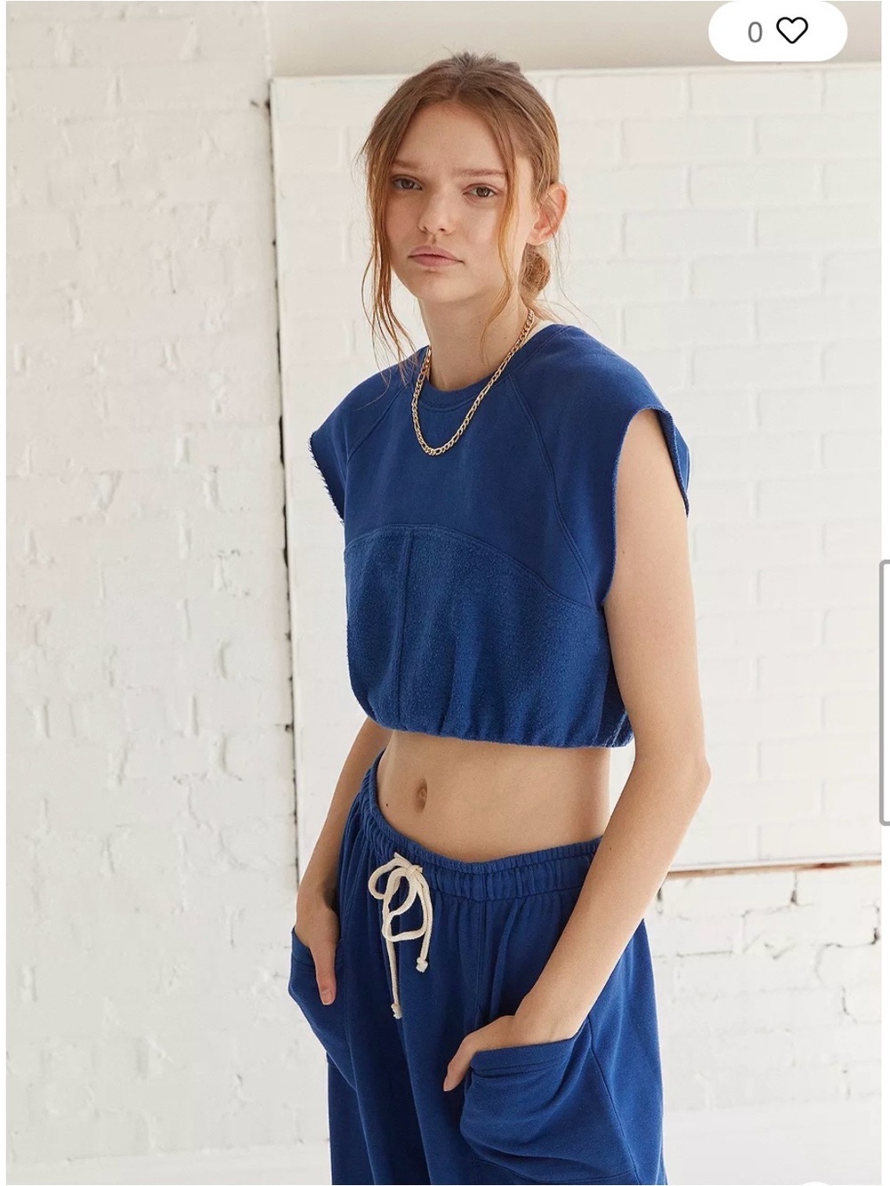 Out From Under Taylor Blue Varsity Lounge Top XS blue